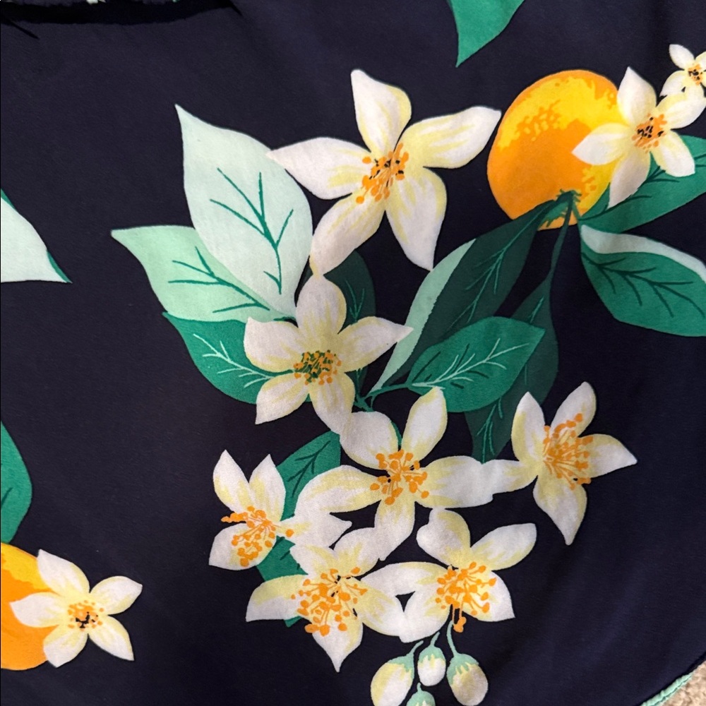 Old Navy Floral Off-Shoulder Blouse - Navy and Yellow - XL - Picture 3 of 3